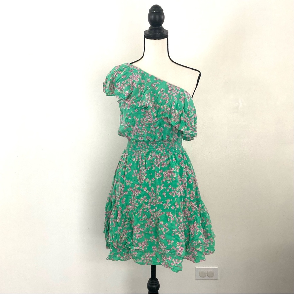 Draper James NWOT medium Floral Green One-Shoulder Dress